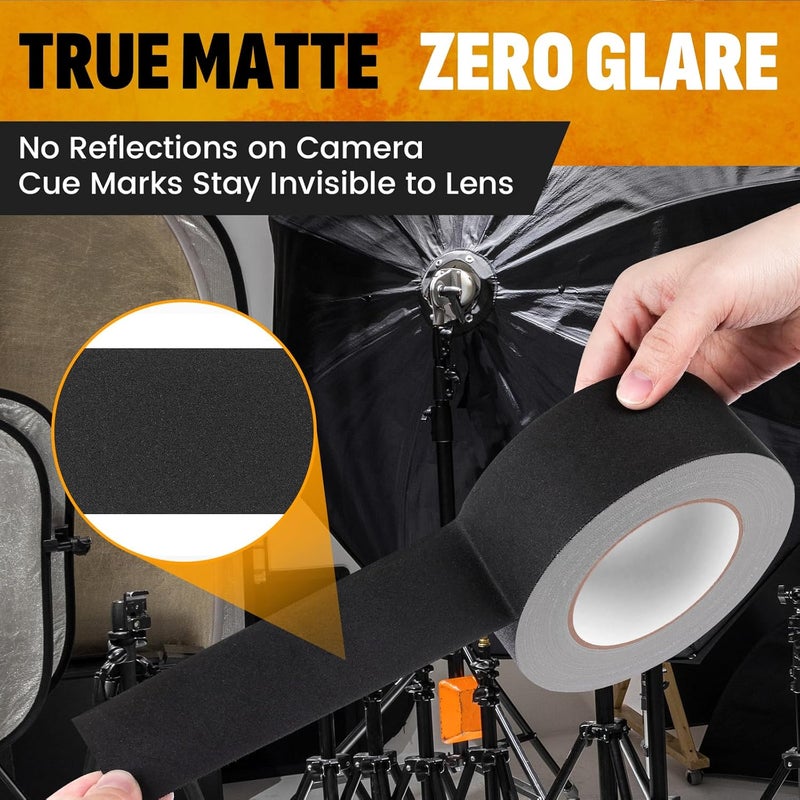 Zeefpod Gaffers Tape 10 Pack, Black Gaff Tape 2" x 30 Yards (11 Mil), Professional Grade, Non-Reflective Matte Finish, Strong Hold, Easy Tear, Residue-Free Floor Tape for Electrical Cords – 300 Yards Total - Image 3